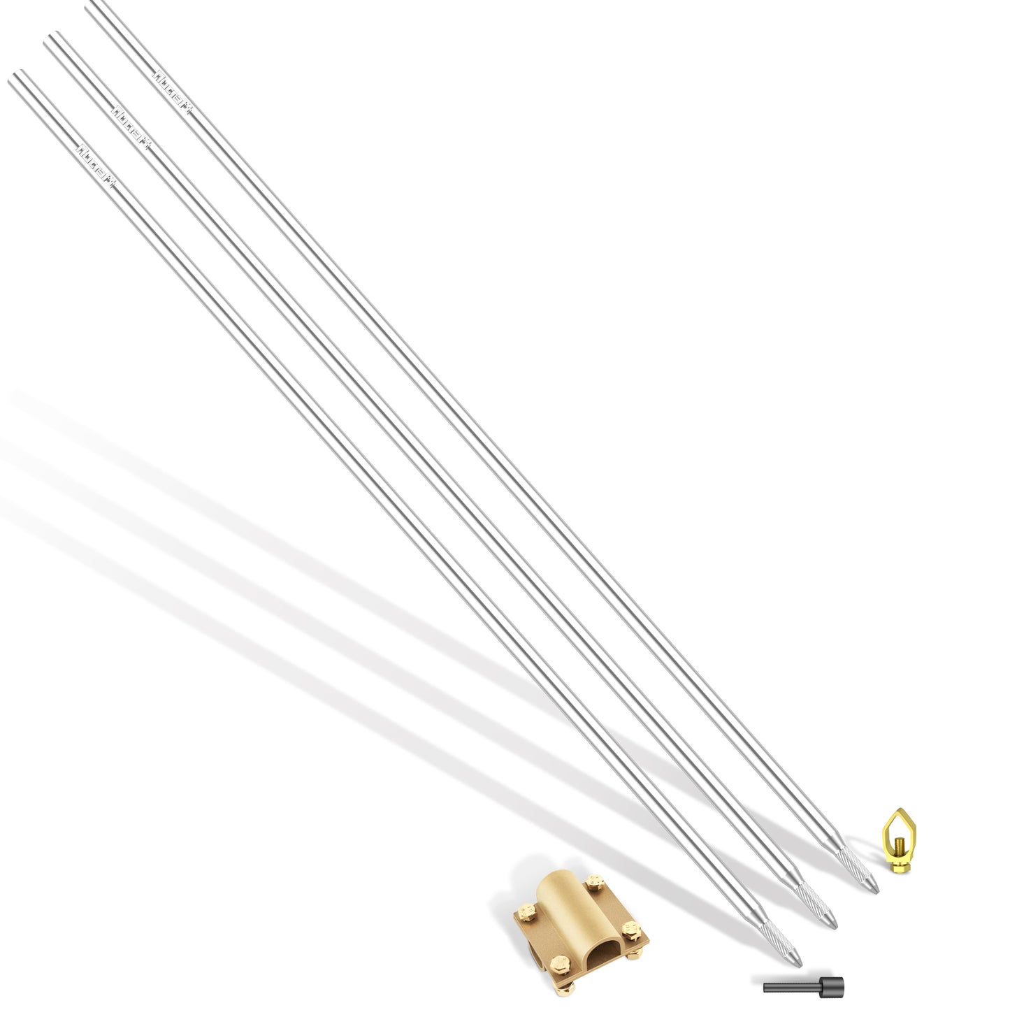 Nucraft Tiefenerder V4A Edelstahl Erder Erdung Staberder Blitzableiter Ø20mm umfassen Messing kreuzverbinder, mit Klemme