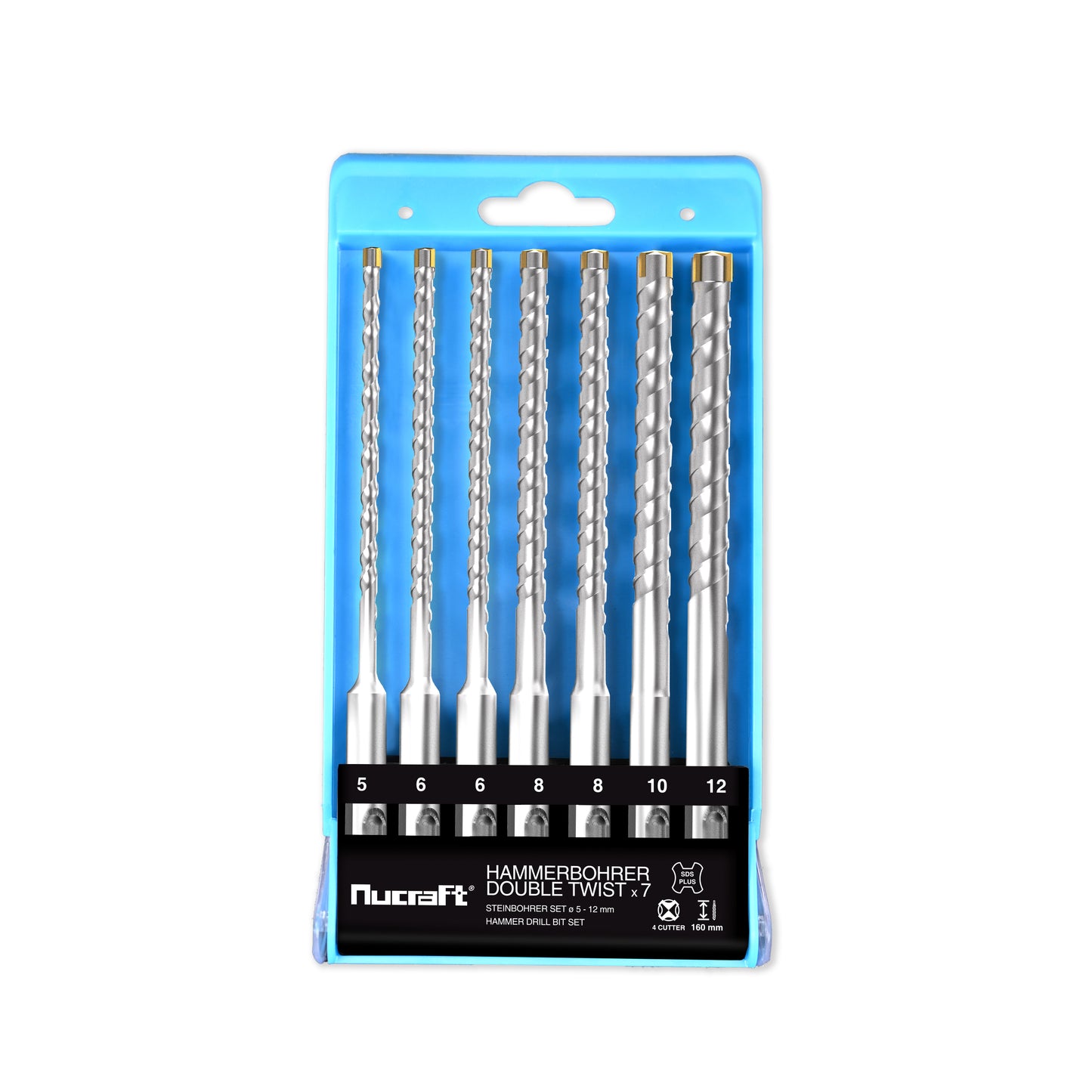  Nucraft Concrete Drill Bit Set SDS-Plus 160mm(7-Piece) Industrial Quality for Concrete, Granite & Stone