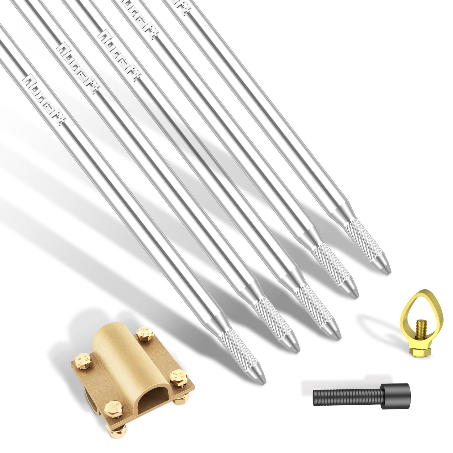 Nucraft Tiefenerder V4A Edelstahl Erder Erdung Staberder Blitzableiter Ø20mm umfassen Messing kreuzverbinder, mit Klemme