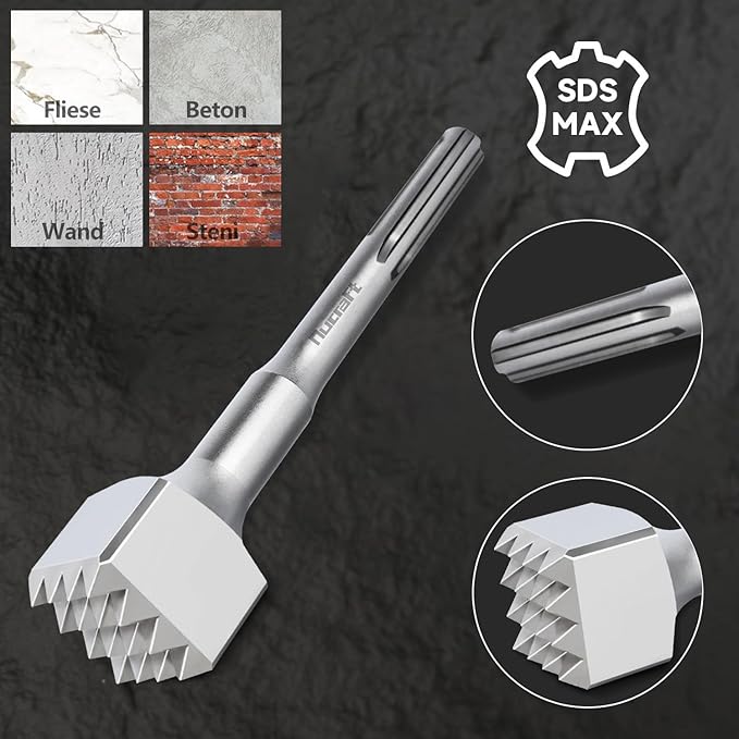 Nucraft SDS MAX Elektro-Hammermeißel, 230 * 45MM Elektrischer Blumen-Hammerbohrer mit quadratischem Kopf, 16 Zähne SDS Plus Meißel
