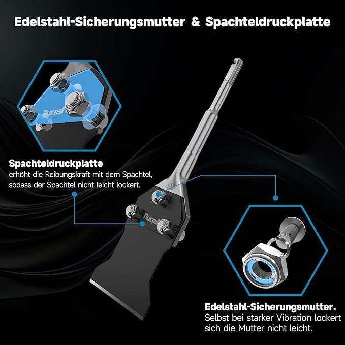 Nucraft Spachtelmeißel SET SDS-Plus 250x100mm Meißel inklusive Ersatzklinge und Schrauben