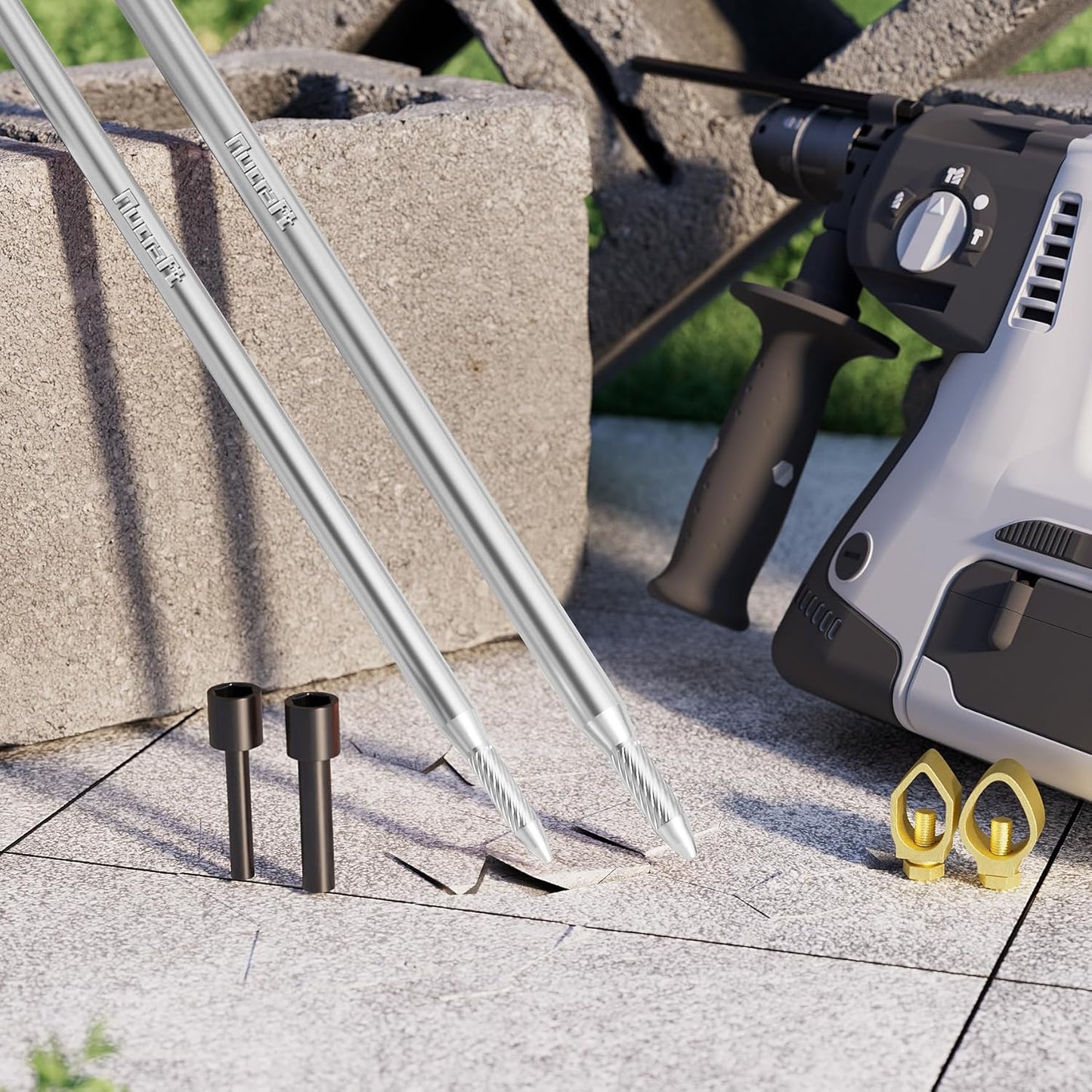 Nucraft Tiefenerder V4A Edelstahl Erder Erdung Staberder Blitzableiter Ø20mm umfassen Messing kreuzverbinder, mit Klemme