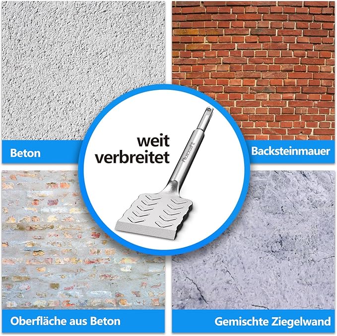 Nucraft SDS-Plus Fliesenmeißel 10°/25° Schabermeißel zum Entfernen von Keramik & Fliesen