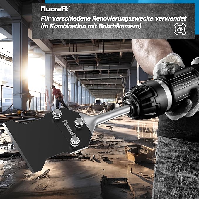 Nucraft Spachtelmeißel SET SDS-Plus 250x100mm Meißel inklusive Ersatzklinge und Schrauben