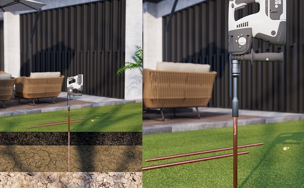 Nucraft Tiefenerder Edelstahl-Erder Blitzableiter Ø20mm umfassen Messing kreuzverbinder(SET 3~5,9M Ø20 3~5,9x1000mm)