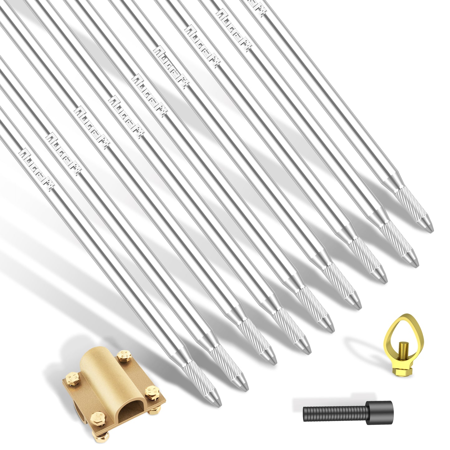 Nucraft Tiefenerder V4A Edelstahl Erder Erdung Staberder Blitzableiter Ø20mm umfassen Messing kreuzverbinder, mit Klemme
