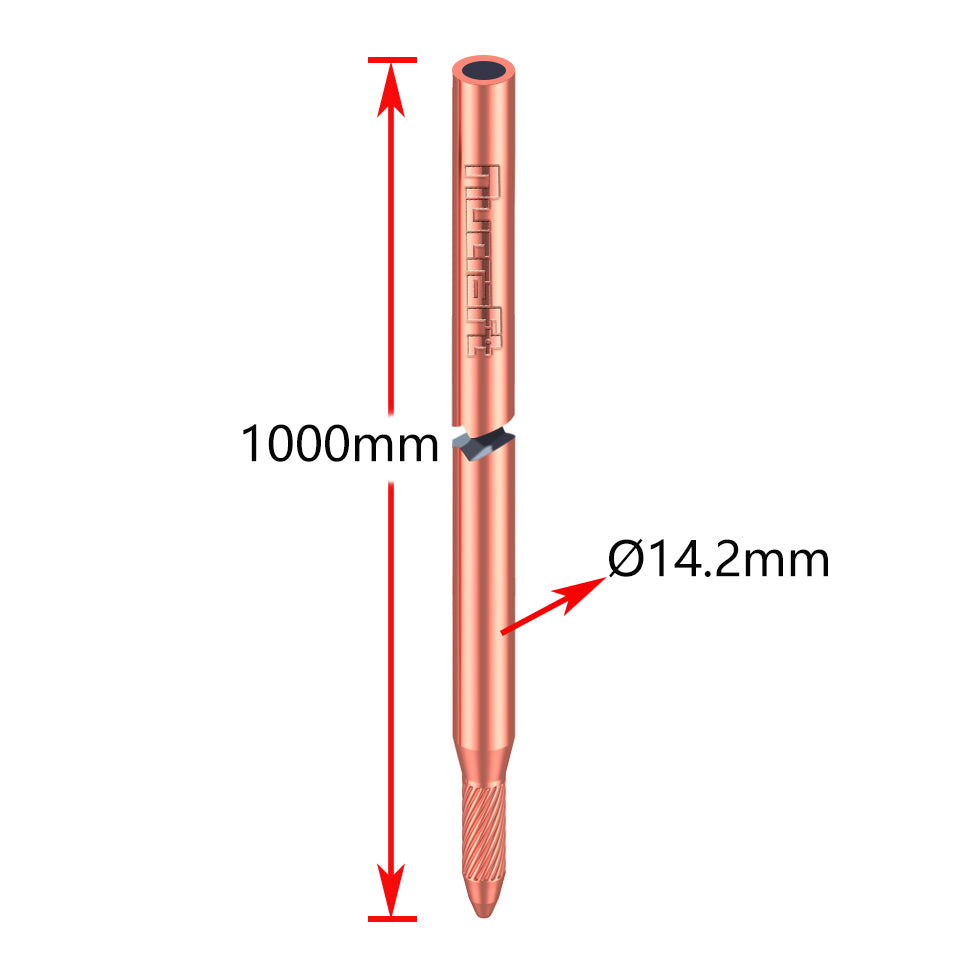 Nucraft Tiefenerder Erder Erdung Staberder Ø14.2mm Kohlenstoffstahl，0.2MM Rotkupfer Beschichtung mit Klemme SET 1M , 3M, 4M Zusammensetzung (SET 1M , 3M, 4M )