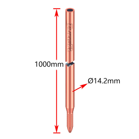 Nucraft Tiefenerder Erder Erdung Staberder Ø14.2mm Kohlenstoffstahl，0.2MM Rotkupfer Beschichtung mit Klemme SET 1M , 3M, 4M Zusammensetzung (SET 1M , 3M, 4M )