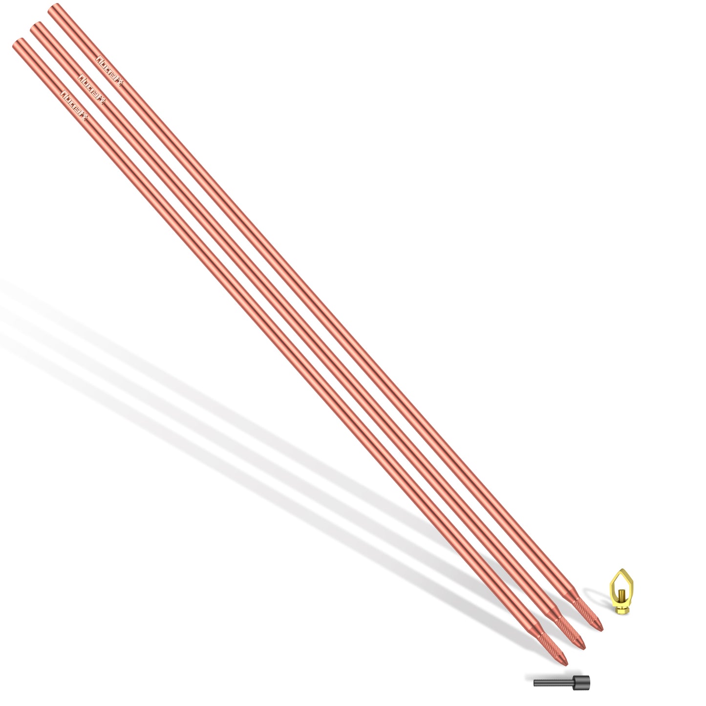 Nucraft Tiefenerder Erder Erdung Staberder Ø17.2MM Kohlenstoffstahl，0.2MM Rotkupfer Beschichtung mit Klemme SET 1M 3M 4M Zusammensetzung (SET 1M 3M 4M )