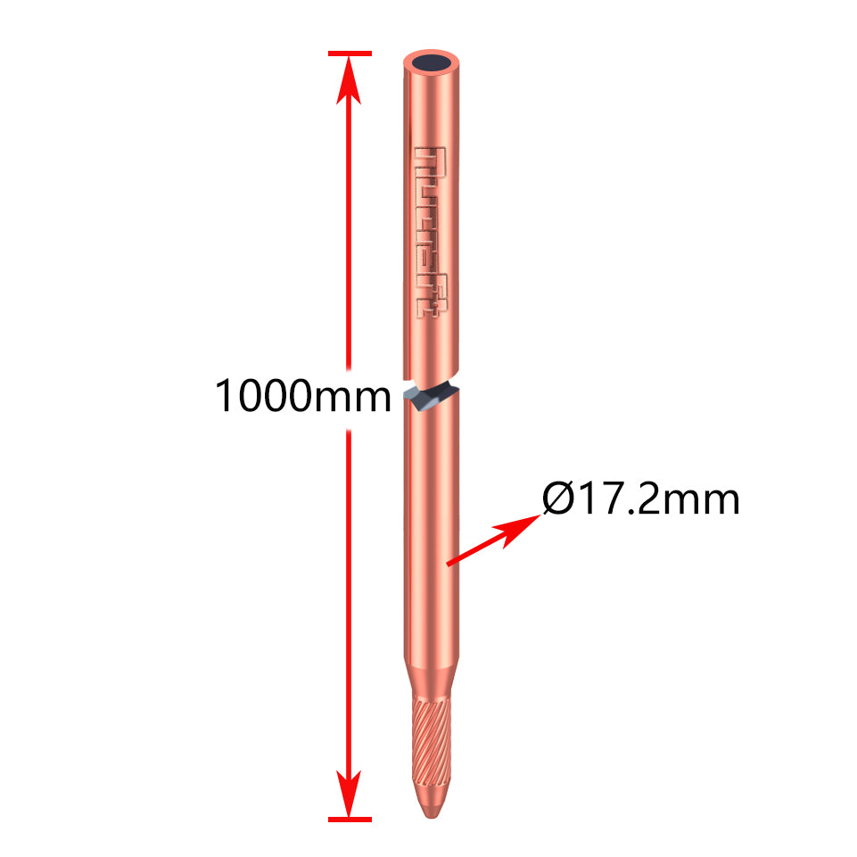 Nucraft Tiefenerder Erder Erdung Staberder Ø17.2MM Kohlenstoffstahl，0.2MM Rotkupfer Beschichtung mit Klemme SET 1M 3M 4M Zusammensetzung (SET 1M 3M 4M )