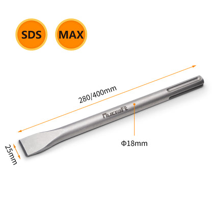 Nucraft SDS-Max Meißel Set, Spitzmeißel Flachmeißel 2 Teilig, 40cm, universell einsetzbar, Aus supergehärtetem Stahl