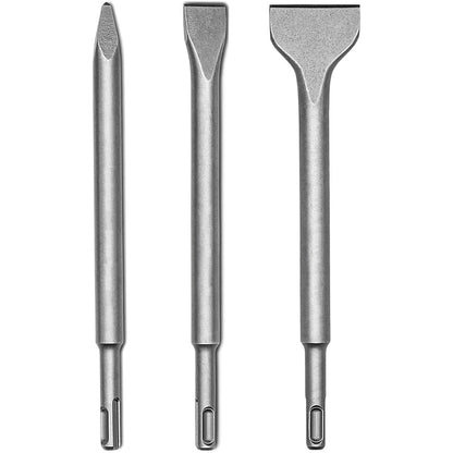 RANSENERS SDS-PLUS Meißel-Set, 3-teilig - Spatmeißel, Spitzmeißel, Flachmeißel, 25cm, universell einsetzbar, Aus supergehärtetem Stahl