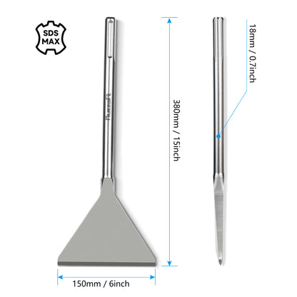 Nucraft SDS-Max Breitmeißel, Spatmeißel 150*380 MM, Meißel in Industrie-Qualität, Extra Breit