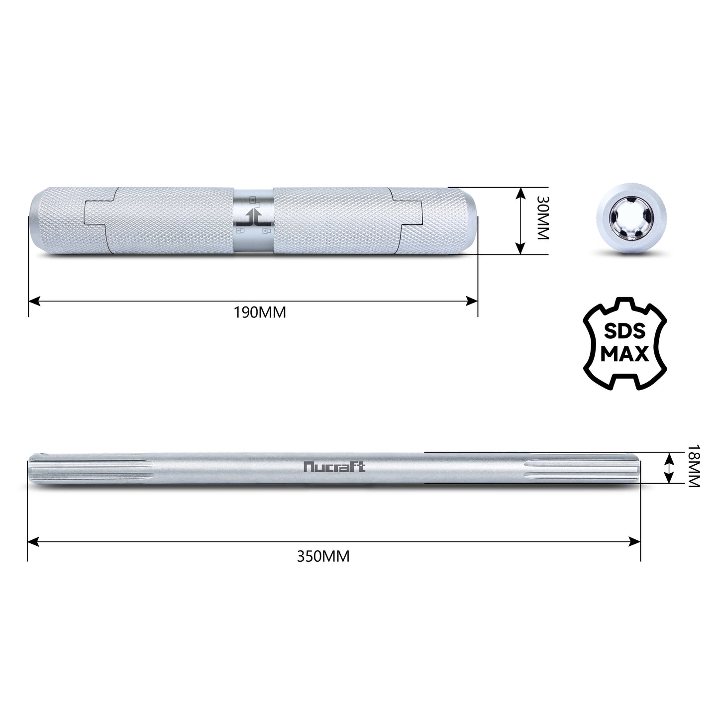 Nucraft Adapter SDS Max auf SDS Max aufnahme verbinder passend fur Bohrverlängerung, Bohrhämmer und werkzeuge mit SDS Max halterung
