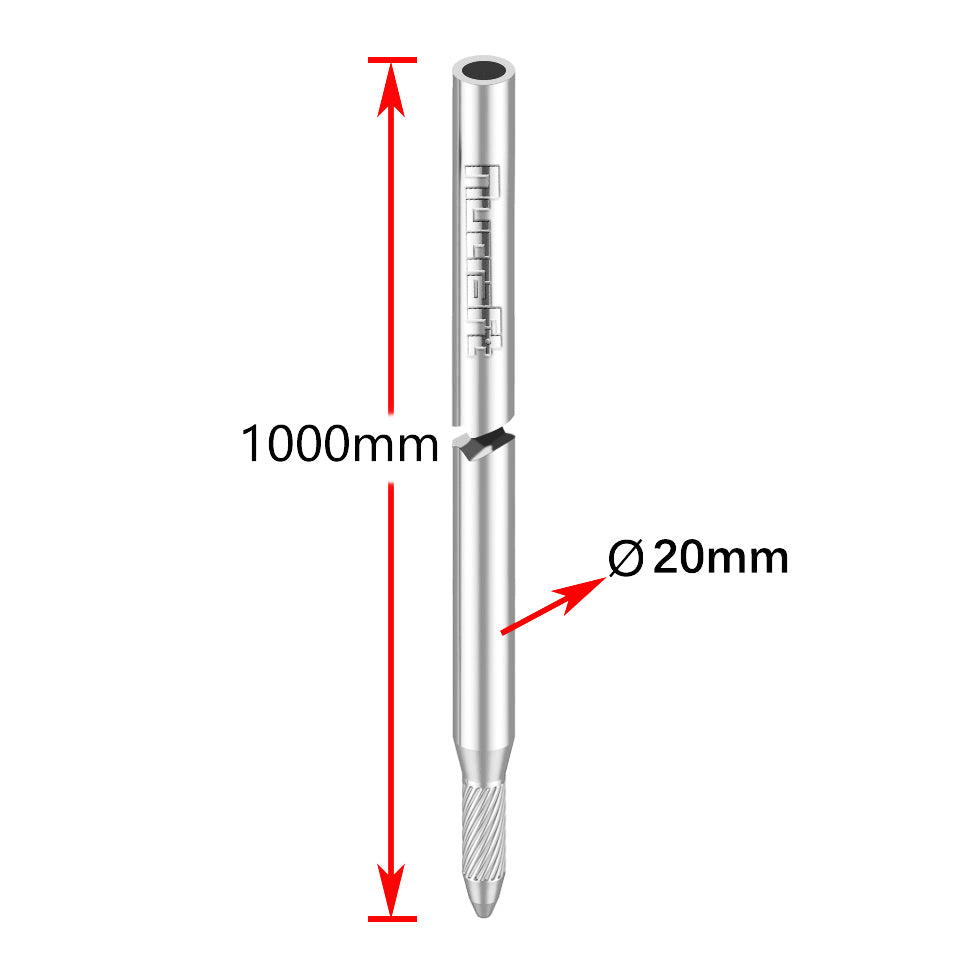 Nucraft Tiefenerder V4A Edelstahl Erder Erdung Staberder Blitzableiter Ø20mm mit Klemme SET 1M 3M 4M Zusammensetzung (SET 1M Ø20 1x1000mm)