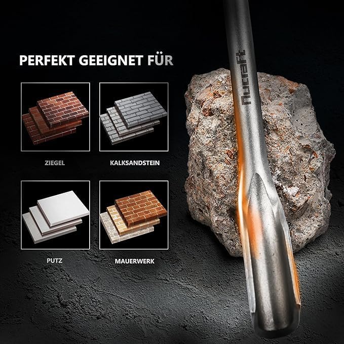 Nucraft SDS-PLUS Kanalmeißel Hohlmeißel 22x250mm, Aus supergehärtetem Stahl