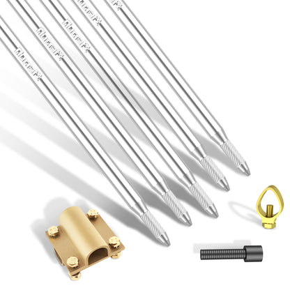 Nucraft Tiefenerder V4A Edelstahl Erder Erdung Staberder Blitzableiter Ø20mm umfassen Messing kreuzverbinder, mit Klemme