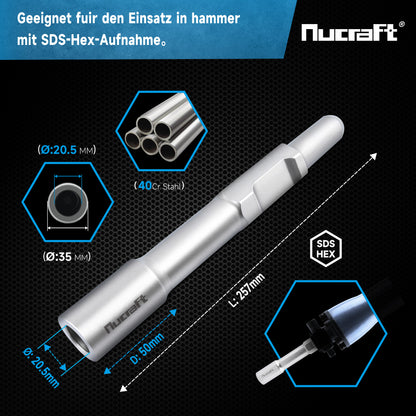 Nucraft SDS-HEX Einschlagwerkzeug Tiefenerder Erdnageleintreiber Ø 13.5/16.5/20.5 mm