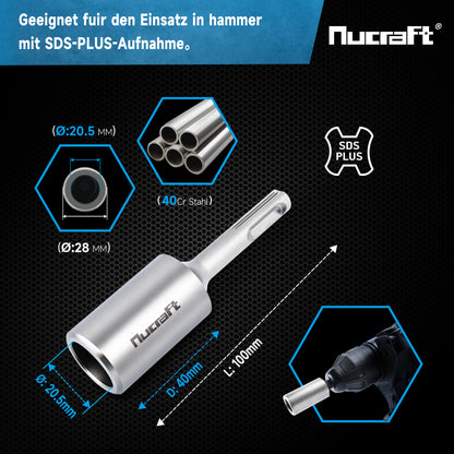 Nucraft SDS-PLUS Einschlagwerkzeug Tiefenerder Erdnageleintreiber Ø 13.5/16.5/20.5 mm