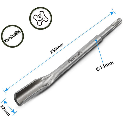 Nucraft Kanalmeißel SDS-PLUS,22x250mm, Hohlmeißel universell einsetzbar, Aus supergehärtetem Stahl