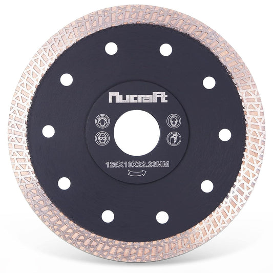 Nucraft Premium Diamant Trennscheibe 125mm für Fliese und Feinsteinzeug 125 mm x10mm x 22,23 mm extra dünn Fliesenscheibe