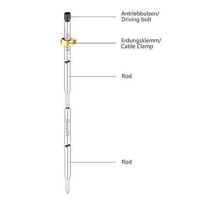 Nucraft Tiefenerder Edelstahl-Erder Blitzableiter Ø20mm(SET 1~5M Ø20 1~5x1000mm)