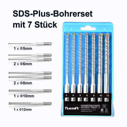 ﻿ ﻿Nucraft Concrete Drill Bit Set  SDS-Plus 160mm(7-Piece) Industrial Quality for Concrete, Granite & Stone