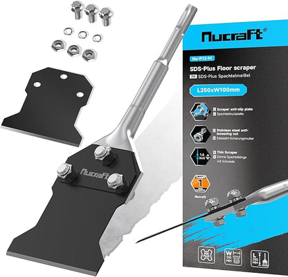 Nucraft Spachtelmeißel SET SDS-Plus 250x100mm Meißel inklusive Ersatzklinge und Schrauben