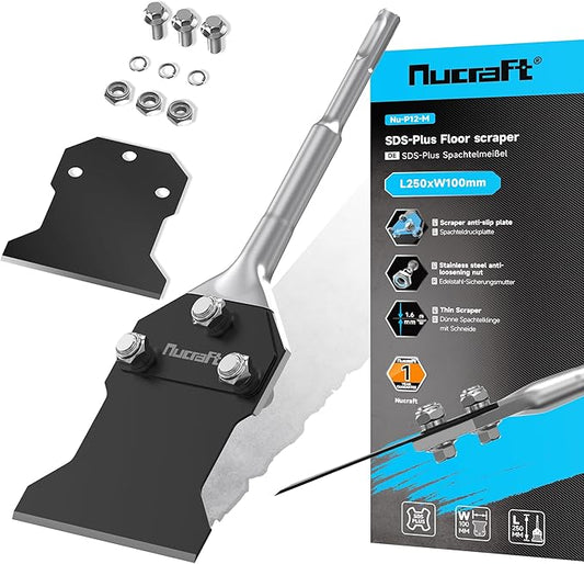 Nucraft Spachtelmeißel SET SDS-Plus 250x100mm Meißel inklusive Ersatzklinge und Schrauben