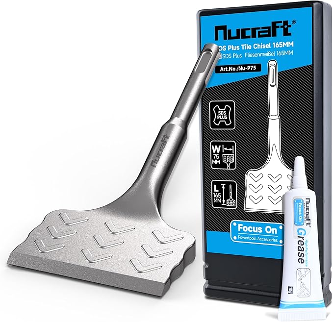 Nucraft SDS-Plus Fliesenmeißel 10°/25° Schabermeißel zum Entfernen von Keramik & Fliesen