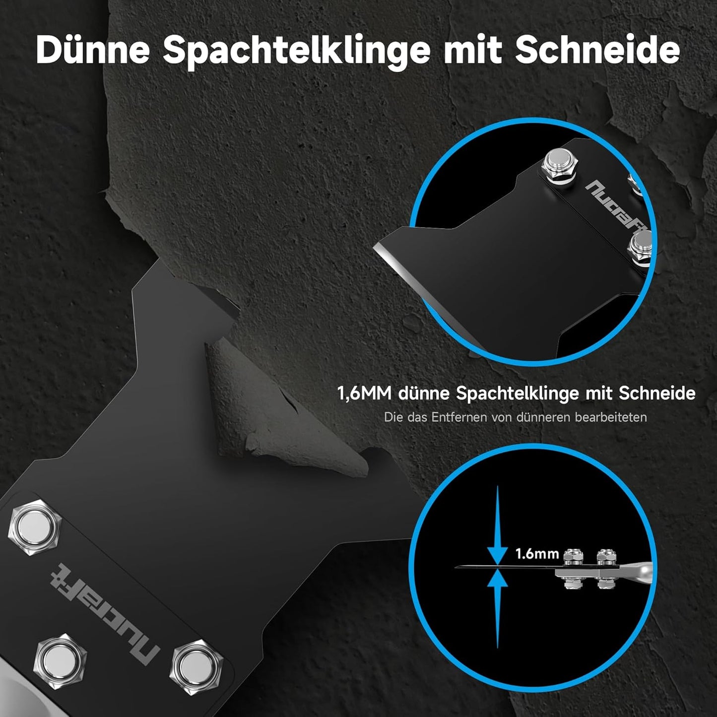 Nucraft Spachtelmeißel SET SDS-Plus 250x100mm Meißel inklusive Ersatzklinge und Schrauben