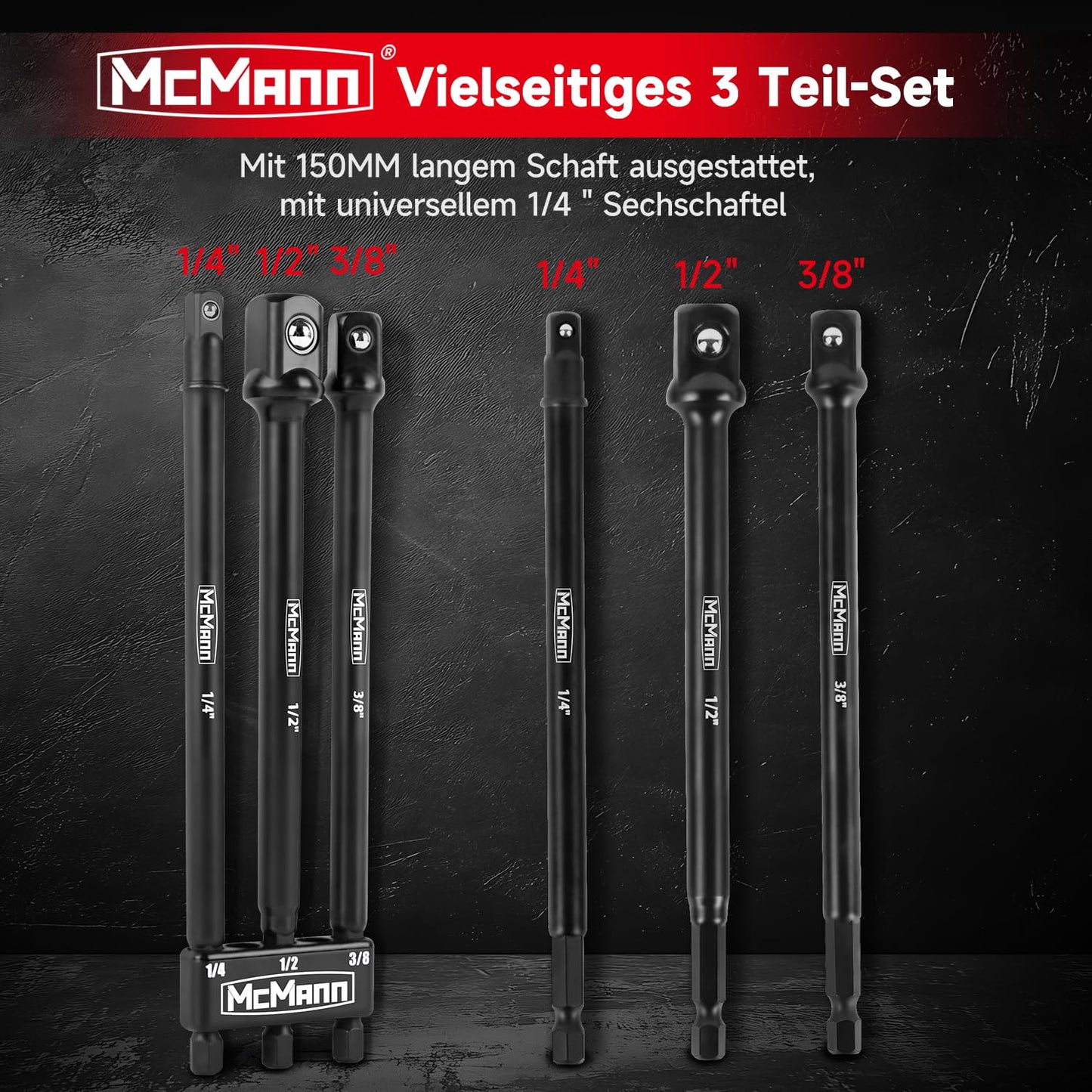 MCMANN Sockeladapter-Quadrateck-Kennmesser-Satz  geeignet für Drehmomentschlüssel