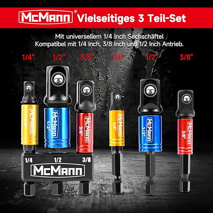 MCMANN Socket Adapter, Quadrat- und Sechskant-Bit-Satz
