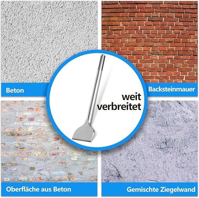 Nucraft SDS-Max Fliesenmeißel, Breiter Spatmeißel 300 x 80mm, abgewinkelt Meißel mit 15° Arbeitswinkel,Aus supergehärtetem Stahl