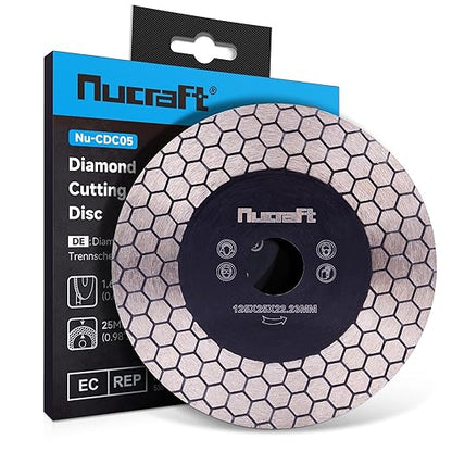 Nucraft Disque à tronçonner diamanté de qualité supérieure - 125 mm - Pour carrelage et grès cérame - 125 mm x 22,23 mm - Extra fin