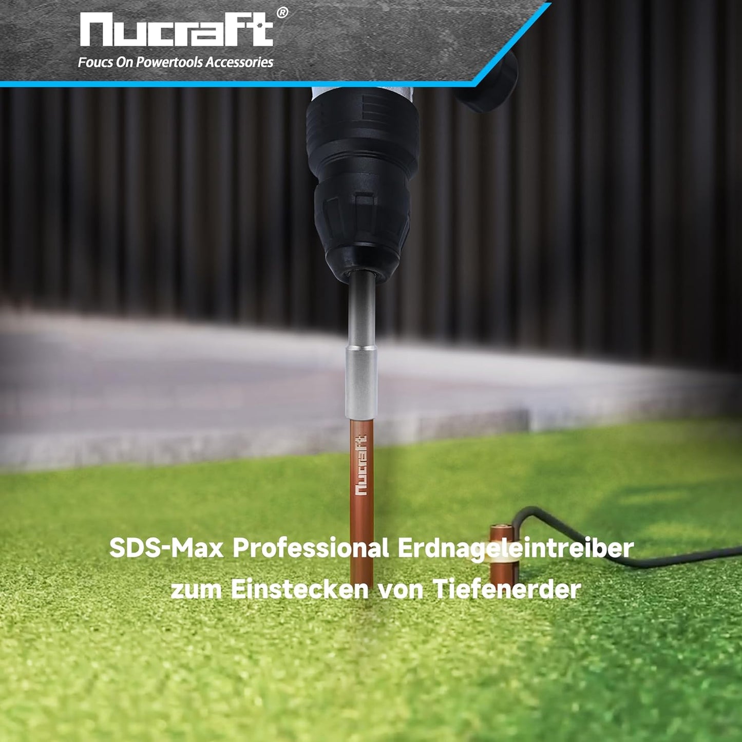 Nucraft SDS-MAX Professional Erdnageleintreiber zum Einstecken von Tiefenerder Erder Erdung Staberder, L:162mm, Innen Ø13.5mm,Ø16.5mm,Ø20.5mm