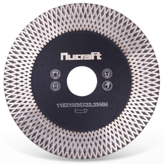 Nucraft Premium Diamant Trennscheibe 115/125mm für Fliese und Feinsteinzeug 115/125 mm x 20/10 x 22,23 mm extra dünn Fliesenscheibe