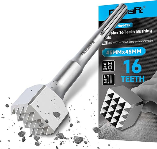 Nucraft SDS MAX Elektro-Hammermeißel, 230 * 45MM Elektrischer Blumen-Hammerbohrer mit quadratischem Kopf, 16 Zähne SDS Plus Meißel