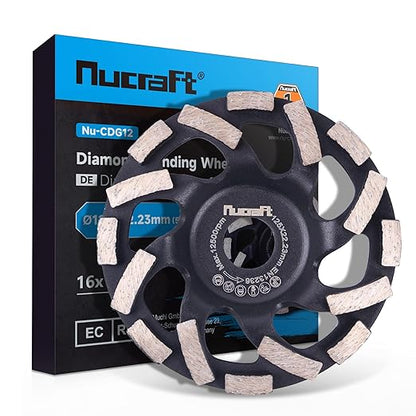 Nucraft Meule diamantée abrasive professionnelle 125 mm x 22,23 mm Plateau de ponçage pour chape, asphalte, plâtre, béton, matériaux de construction abrasifs, pierre naturelle, etc