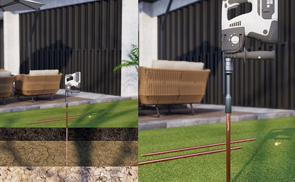 Nucraft Tiefenerder Edelstahl-Erder Blitzableiter Ø20mm umfassen Messing kreuzverbinder(SET 3~5,9M Ø20 3~5,9x1000mm)