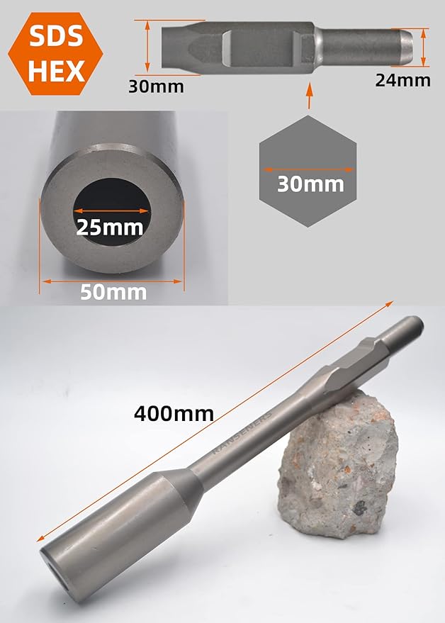 RANSENERS Professional Erdnageleintreiber SDS-HEX zum Einstecken von Tiefenerder,  Innen Ø 25 mm,400 x Ø 50 mm