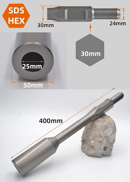 RANSENERS Professional Erdnageleintreiber SDS-HEX zum Einstecken von Tiefenerder,  Innen Ø 25 mm,400 x Ø 50 mm