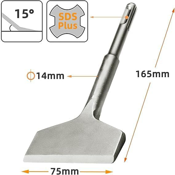 Nucraft 15° SDS Plus Fliesenmeißel Spatmeißel 2er Set 165 x 75mm