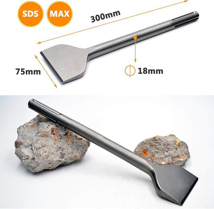 Nucraft SDS-Max Fliesenmeißel 2er Set, Breiter Spatmeißel 300 x 75mm