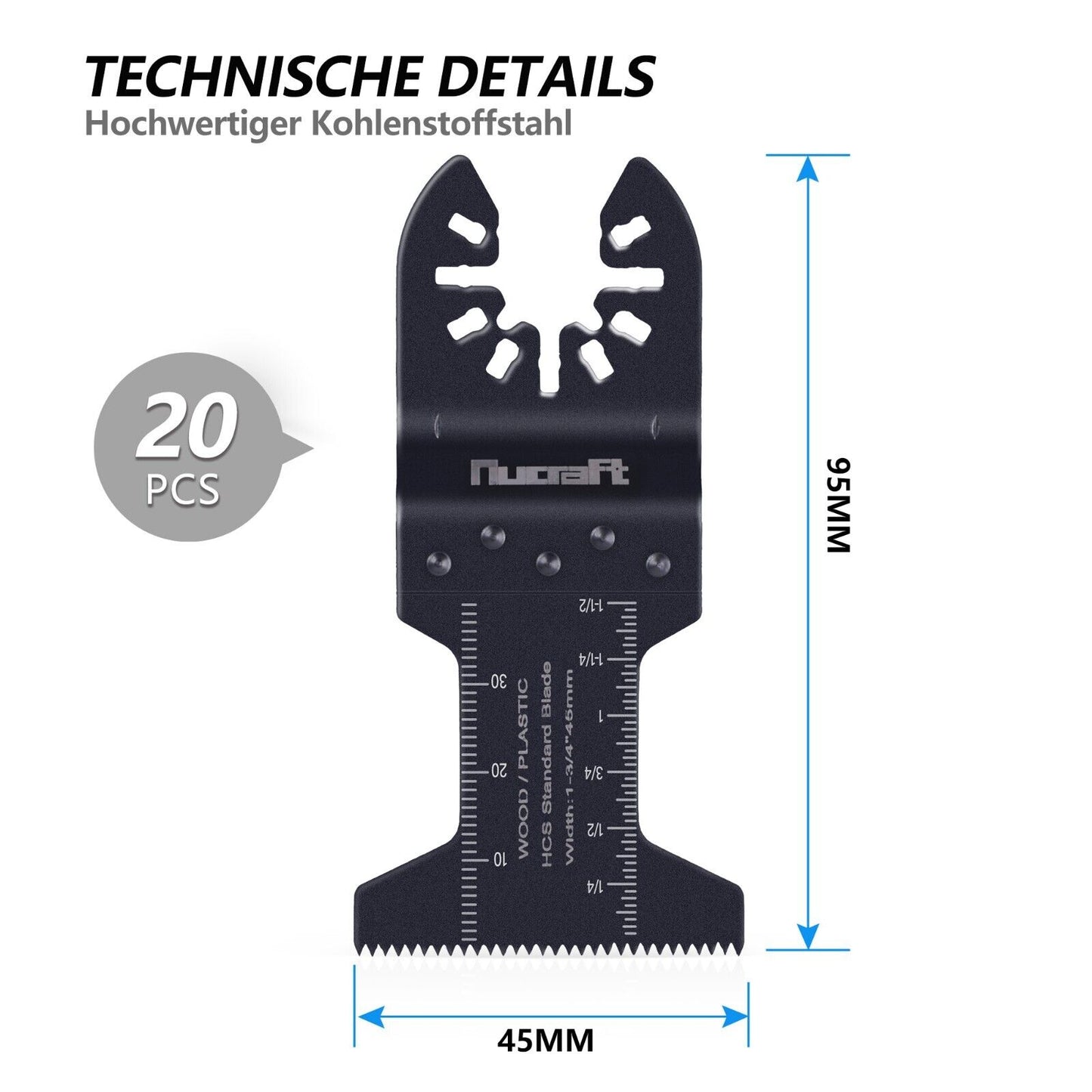 20 tlg Multitool Sägeblätter mit Bi-Metall-Verzahnung Kit Oszillierwerkzeug