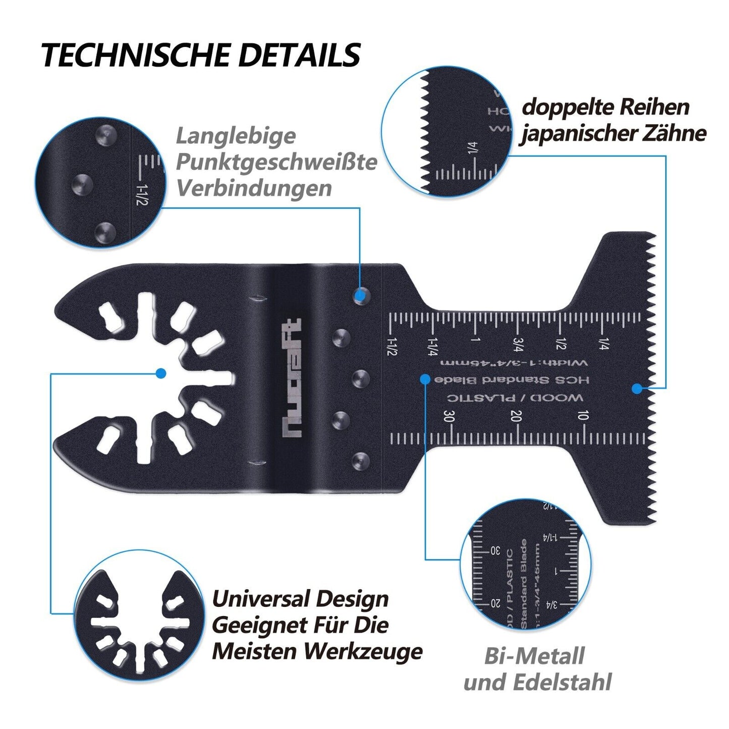 20 tlg Multitool Sägeblätter mit Bi-Metall-Verzahnung Kit Oszillierwerkzeug