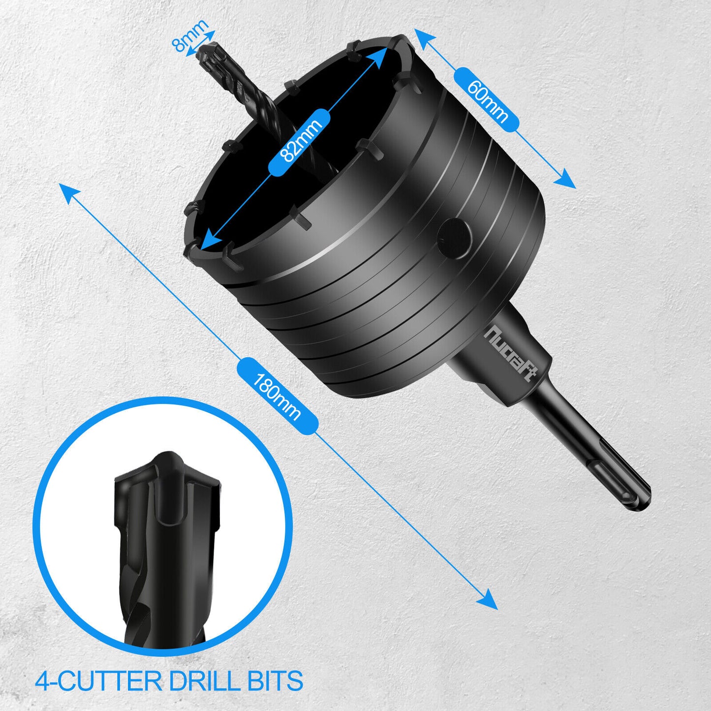Nucraft Hohlbohrkrone 68mm/82mmBohrkrone Dosensenker SDSPlus110mm Kernbohrer Dosenbohrer